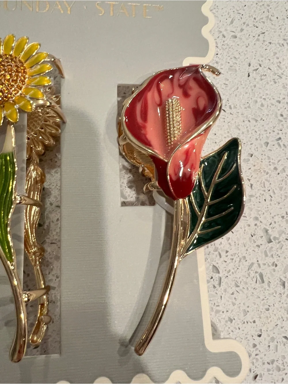 Sunday State Floral Hair Clip Set - Yellow Sunflower & Pink Calla